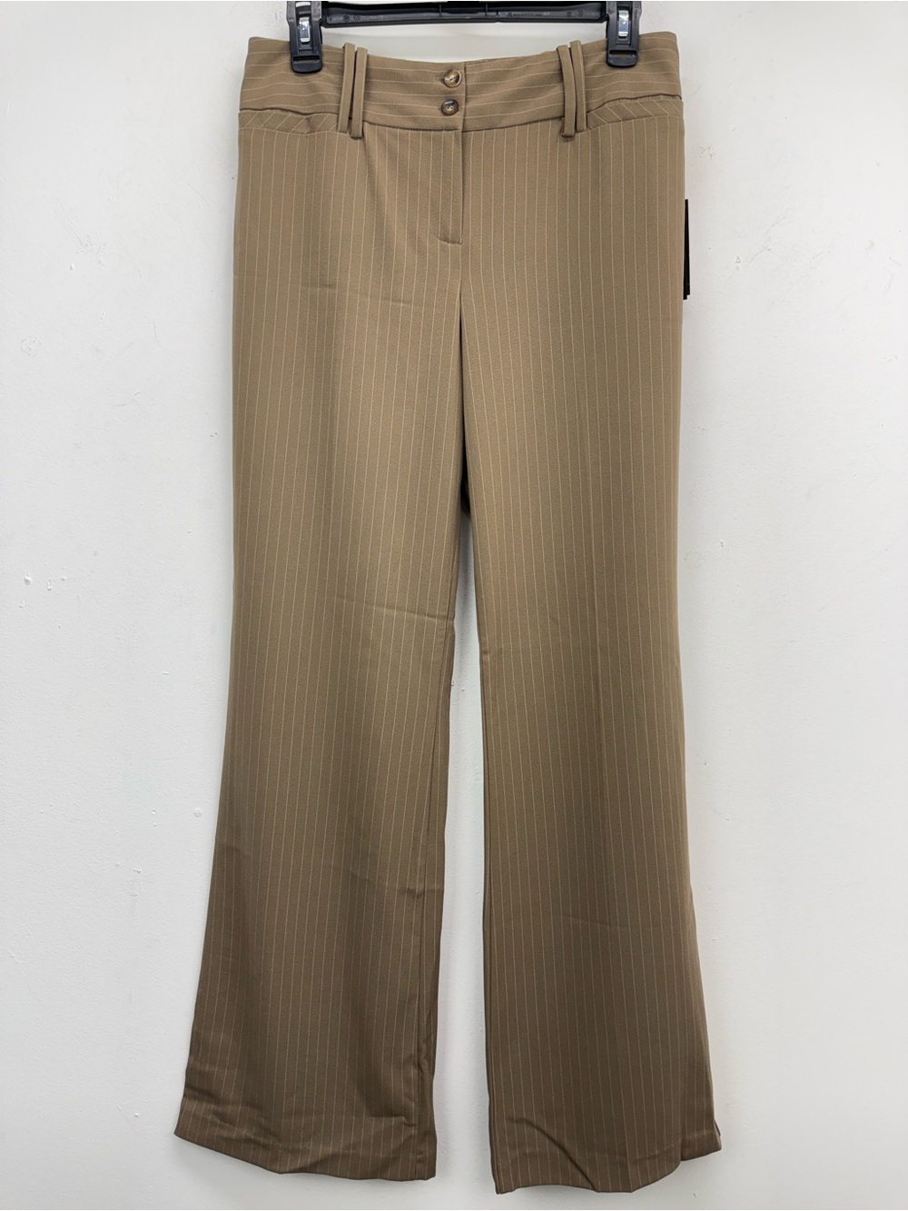 NWT Iz Byer California Sz 7 Juniors Tan Pinstripe Bootcut Flare Leg Dress Pants